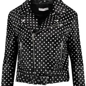 IRO Calf Hair Polka Dot Moto Jacket